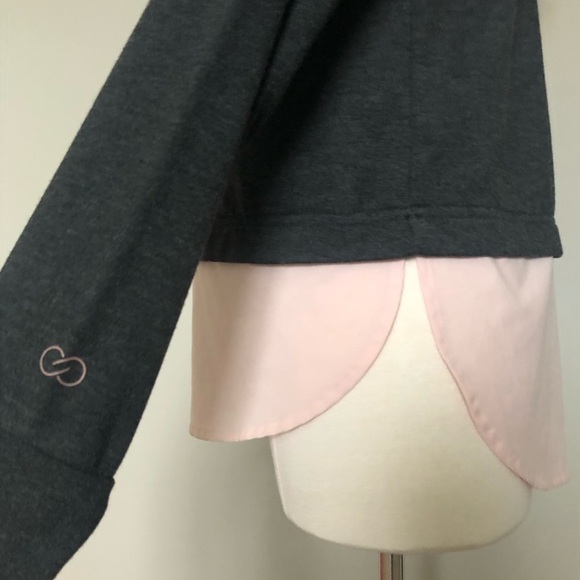 CALIA Drop Tail Mixed Media Gray & Pink Hoodie, Sm - Picture 5 of 10